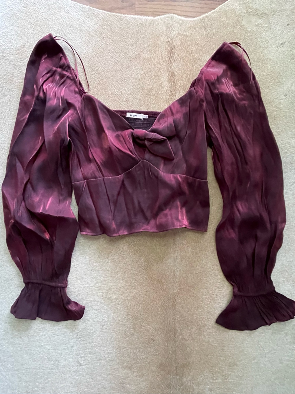 Satin Burgundy Long Sleeve Blouse